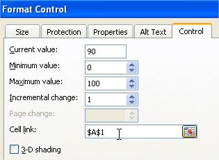 Excel Spin Button Properties